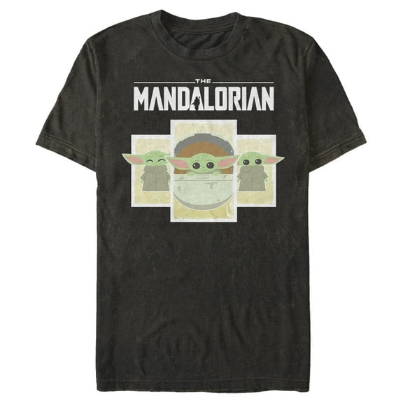 Men's Star Wars: The Mandalorian The Child Cartoon Cards Graphic Tee Black Large