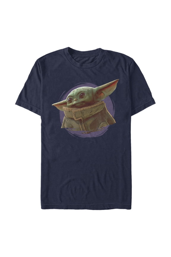 Men's Star Wars: The Mandalorian The Child Circle Halo Graphic Tee Navy Blue 3X Large