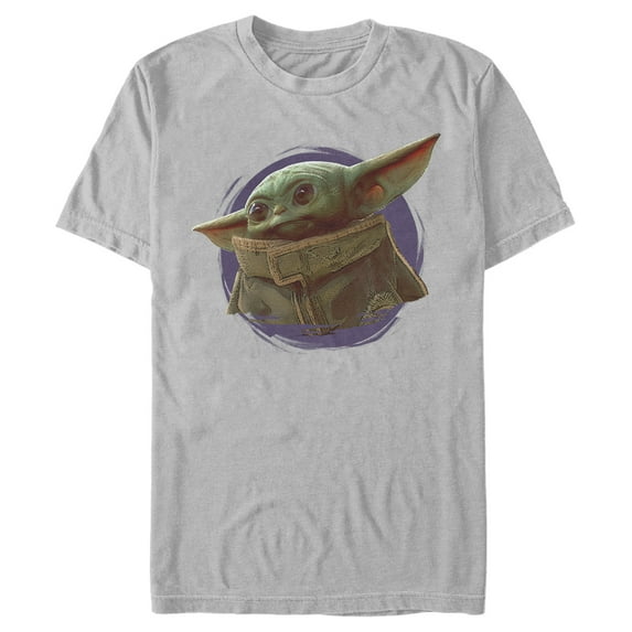 Men's Star Wars: The Mandalorian The Child Circle Halo Graphic Tee Silver 3X Large