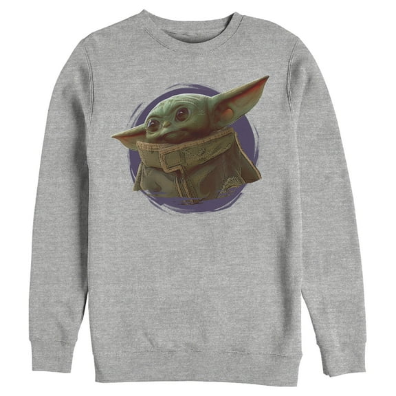 Men's Star Wars: The Mandalorian The Child Circle Halo  Sweatshirt Athletic Heather Small