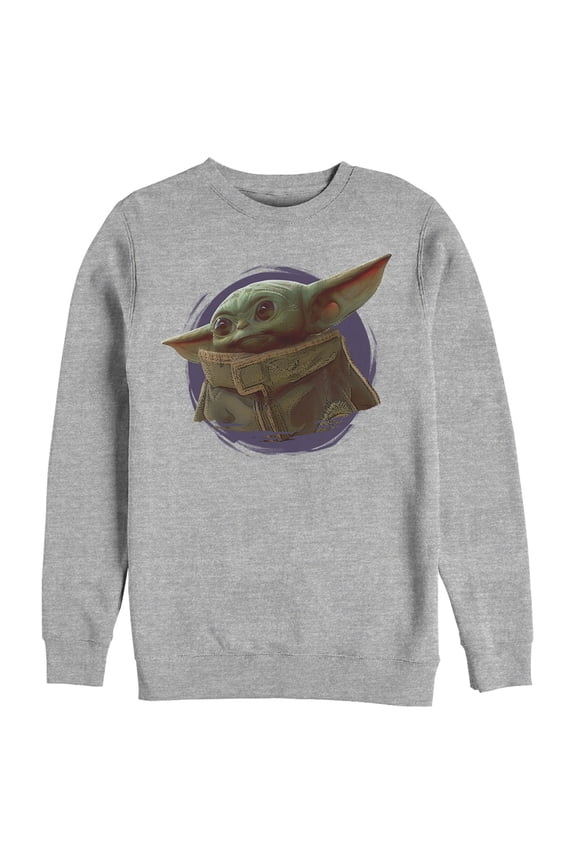 Men's Star Wars: The Mandalorian The Child Circle Halo  Sweatshirt Athletic Heather Small