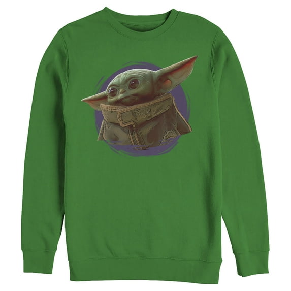 Men's Star Wars: The Mandalorian The Child Circle Halo Sweatshirt Kelly Green Medium