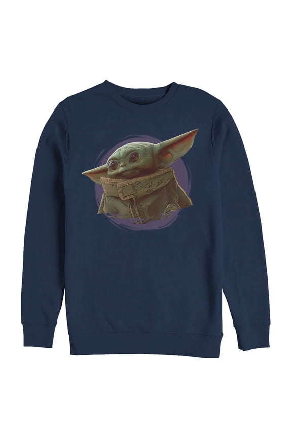 Men's Star Wars: The Mandalorian The Child Circle Halo Sweatshirt Navy Blue Large