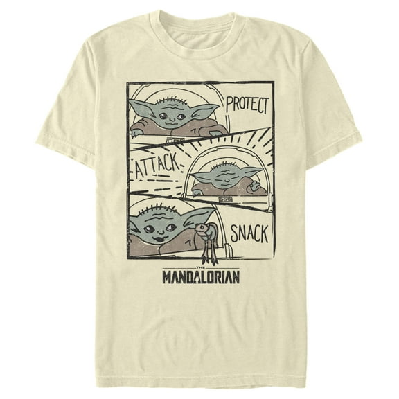 Men's Star Wars: The Mandalorian The Child Comic Strip  Graphic Tee Beige Medium