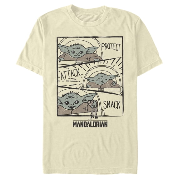 Men's Star Wars: The Mandalorian The Child Comic Strip Graphic Tee Beige Medium