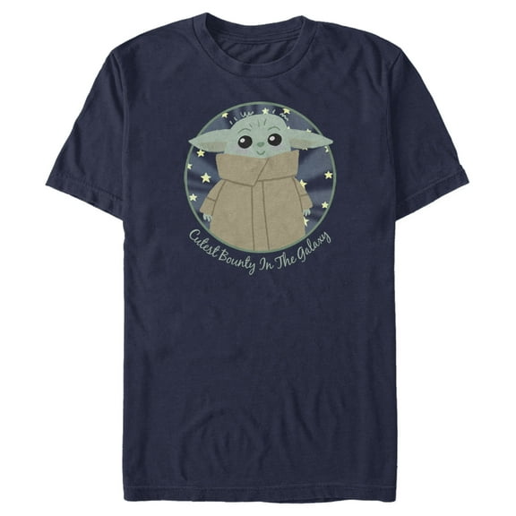 Men's Star Wars: The Mandalorian The Child Cutest Bounty in the Galaxy  Graphic Tee Navy Blue Medium