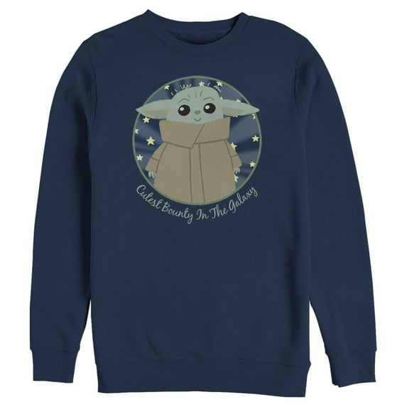Men's Star Wars: The Mandalorian The Child Cutest Bounty in the Galaxy Sweatshirt Navy Blue Large