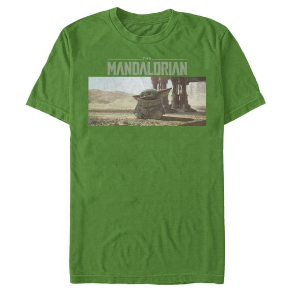 Men's Star Wars: The Mandalorian The Child Desert Walking Graphic Tee Kelly Green 2X Large