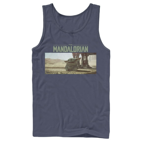 Men's Star Wars: The Mandalorian The Child Desert Walking  Tank Top Navy Blue Medium