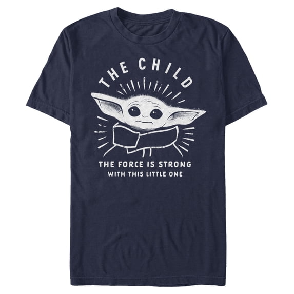 Men's Star Wars: The Mandalorian The Child Force Is Strong Graphic Tee Navy Blue Large