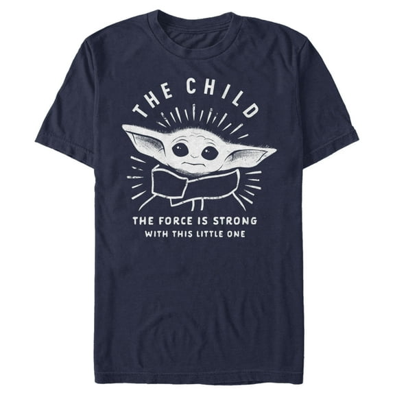 Men's Star Wars: The Mandalorian The Child Force Is Strong  Graphic Tee Navy Blue Medium