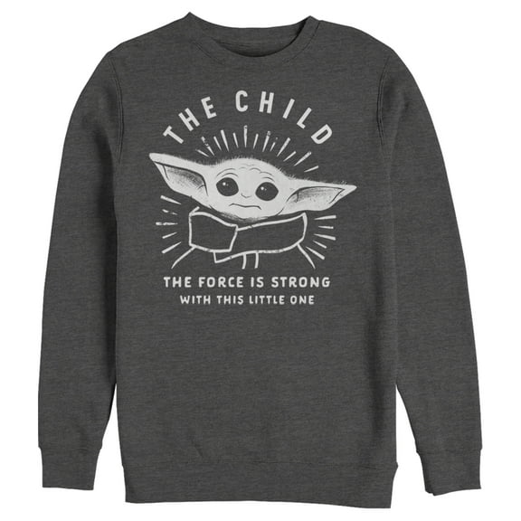 Men's Star Wars: The Mandalorian The Child Force Is Strong  Sweatshirt Charcoal Heather Large