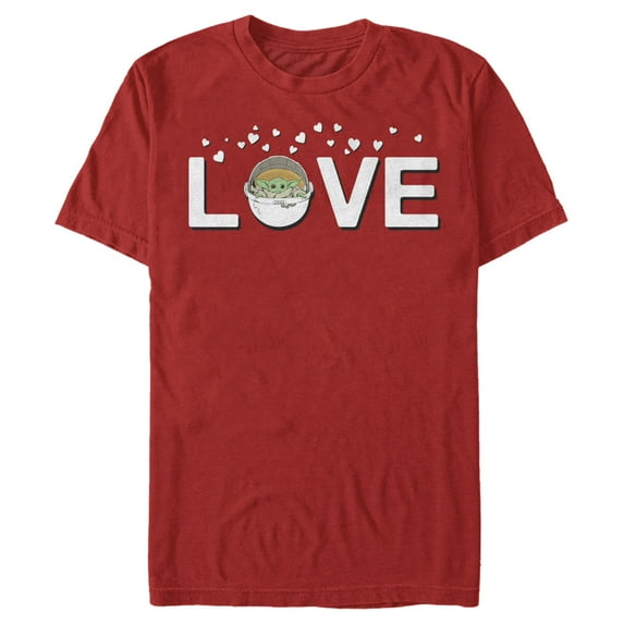 Men's Star Wars: The Mandalorian The Child Love Bassinet Graphic Tee Red 2X Large