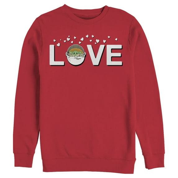 Men's Star Wars: The Mandalorian The Child Love Bassinet Sweatshirt Red 2X Large