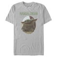 thumbnail image 1 of Men's Star Wars: The Mandalorian The Child Oval Frame  Graphic Tee Silver Medium, 1 of 3