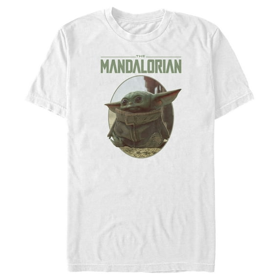 Men's Star Wars: The Mandalorian The Child Oval Frame Graphic Tee White Medium