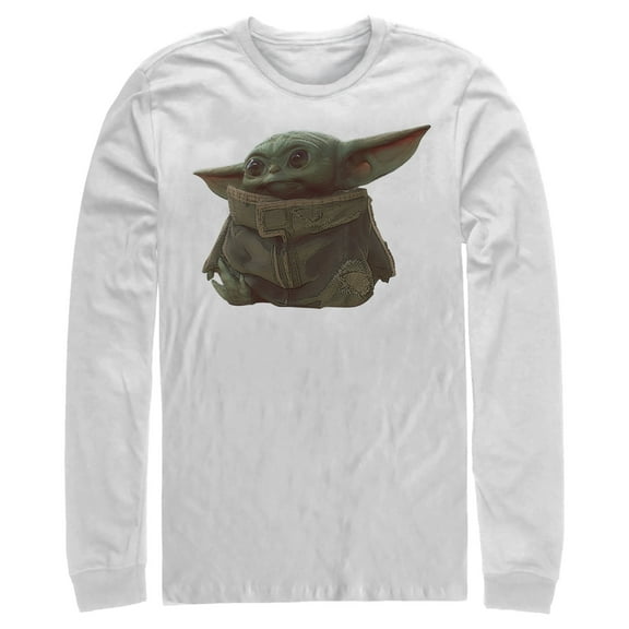 Men's Star Wars: The Mandalorian The Child Portrait  Long Sleeve Shirt White Large
