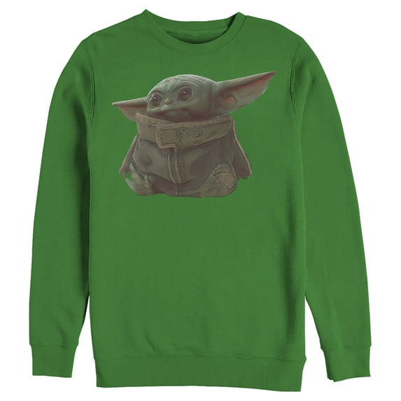Men's Star Wars: The Mandalorian The Child Portrait Sweatshirt Kelly Green Large