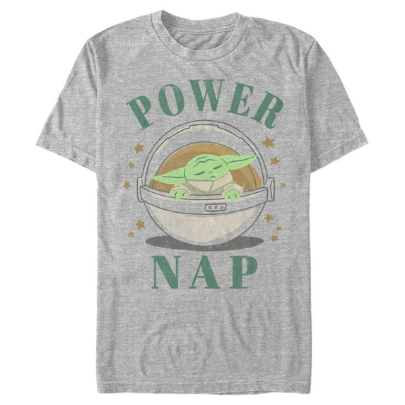 Men's Star Wars: The Mandalorian The Child Power Nap Bassinet Graphic Tee Athletic Heather 3X Large