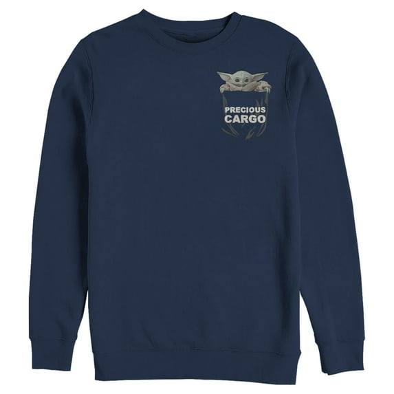 Men's Star Wars: The Mandalorian The Child Precious Cargo Pocket Sweatshirt Navy Blue 2X Large
