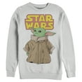 thumbnail image 1 of Men's Star Wars: The Mandalorian The Child Retro Logo Stance  Sweatshirt White Medium, 1 of 3