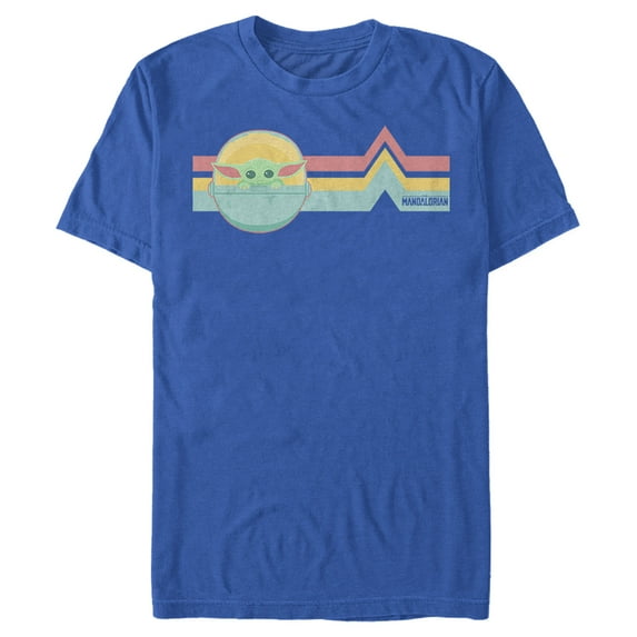 Men's Star Wars: The Mandalorian The Child Retro Stripes Graphic Tee Royal Blue 3X Large