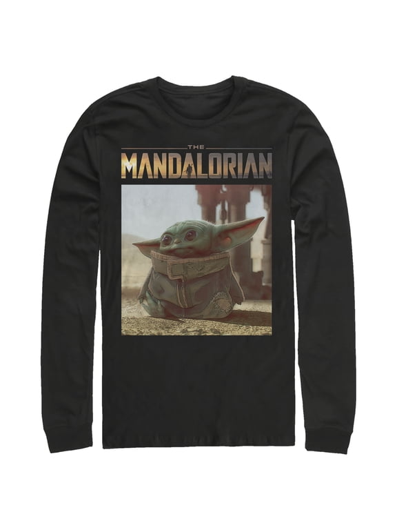 Men's Star Wars: The Mandalorian The Child Scene Long Sleeve Shirt Black Medium