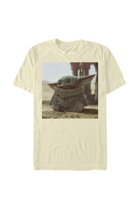 Men's Star Wars: The Mandalorian The Child Square Frame Graphic Tee Beige X Large