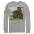 thumbnail image 1 of Men's Star Wars: The Mandalorian The Child Square Frame Long Sleeve Shirt Athletic Heather X Large, 1 of 3