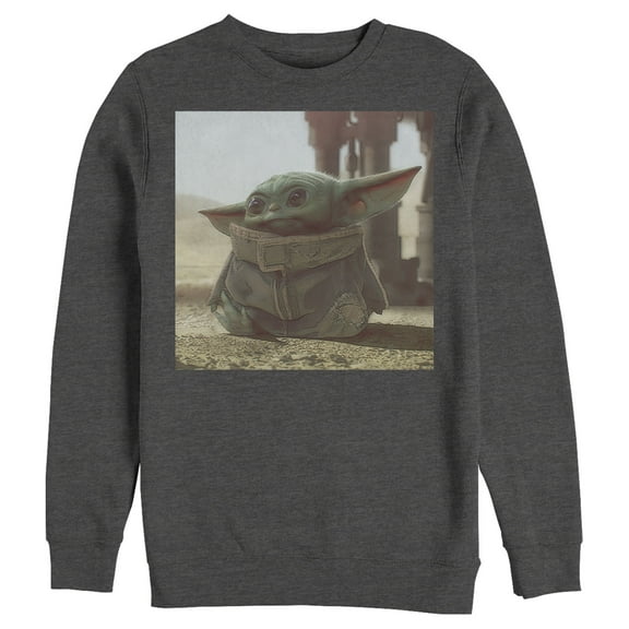 Men's Star Wars: The Mandalorian The Child Square Frame  Sweatshirt Charcoal Heather Small