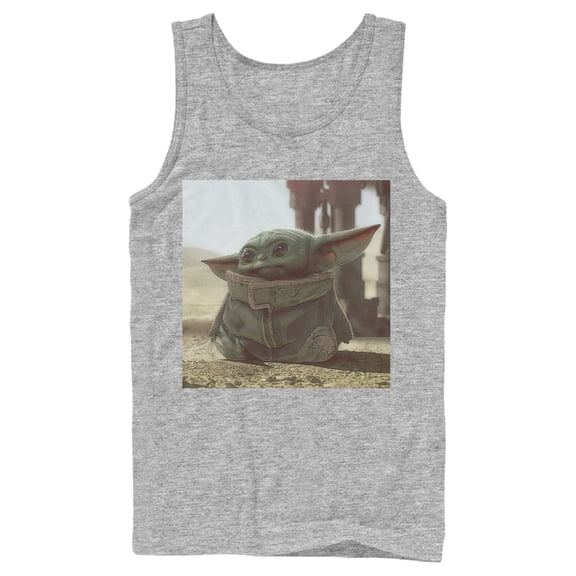 Men's Star Wars: The Mandalorian The Child Square Frame Tank Top Athletic Heather Small