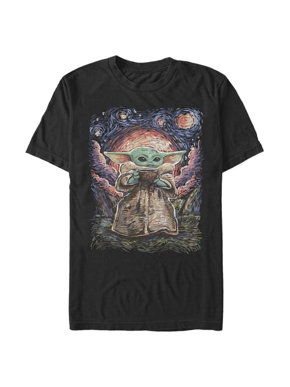 Men's Star Wars: The Mandalorian The Child Starry Night Graphic Tee Black 2X Large