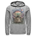 thumbnail image 1 of Men's Star Wars: The Mandalorian The Child Starry Night  Pull Over Hoodie Athletic Heather X Large, 1 of 4