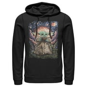 Men's Star Wars: The Mandalorian The Child Starry Night  Pull Over Hoodie Black Small