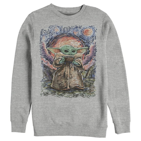 Men's Star Wars: The Mandalorian The Child Starry Night Sweatshirt Athletic Heather Small