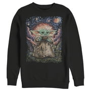 Men's Star Wars: The Mandalorian The Child Starry Night  Sweatshirt Black Large
