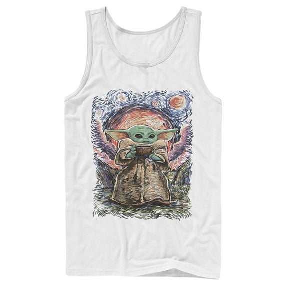 Men's Star Wars: The Mandalorian The Child Starry Night Tank Top White 2X Large