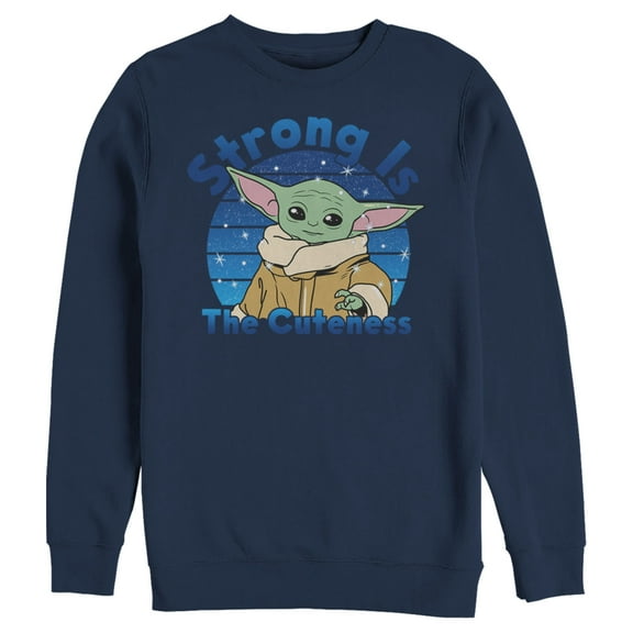 Men's Star Wars: The Mandalorian The Child Strong is the Cuteness Sweatshirt Navy Blue 2X Large