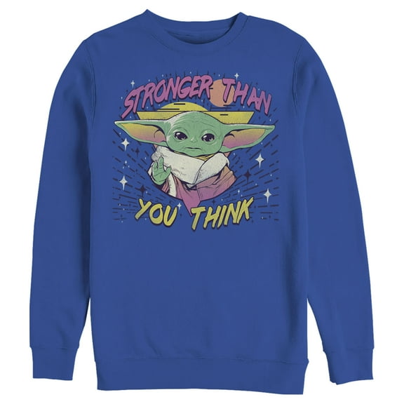 Men's Star Wars: The Mandalorian The Child Stronger Than You Think  Sweatshirt Royal Blue Small