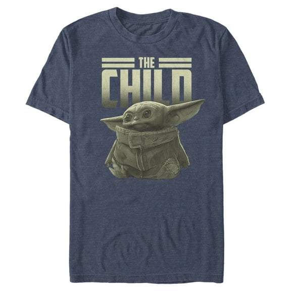 Men's Star Wars: The Mandalorian The Child Text  Graphic Tee Navy Blue Heather 3X Large