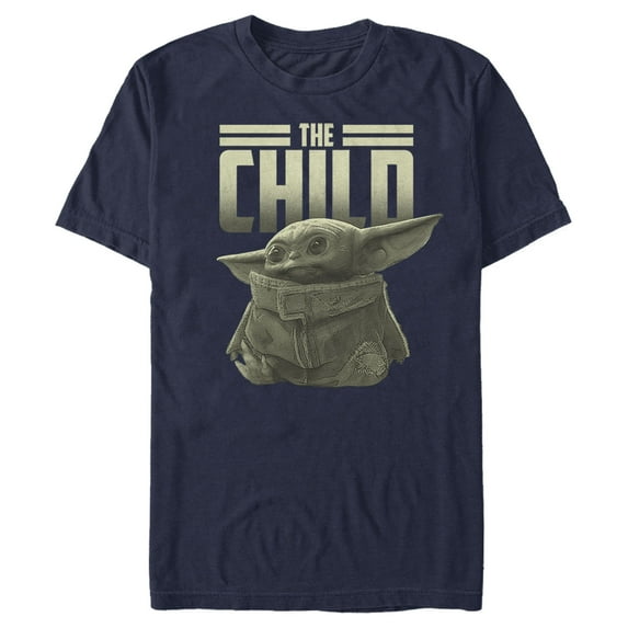 Men's Star Wars: The Mandalorian The Child Text Graphic Tee Navy Blue Medium