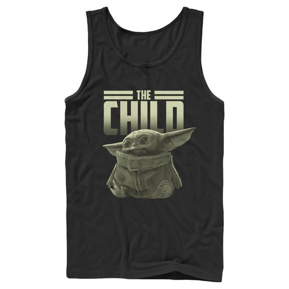 Men's Star Wars: The Mandalorian The Child Text  Tank Top Black 2X Large