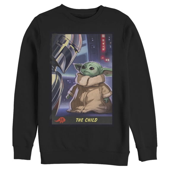 Men's Star Wars: The Mandalorian The Child Trading Card Sweatshirt Black Large