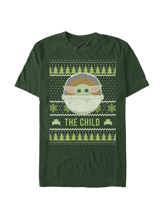 Men's Star Wars The Mandalorian The Child Ugly Christmas Frog Graphic Tee Dark Green Medium