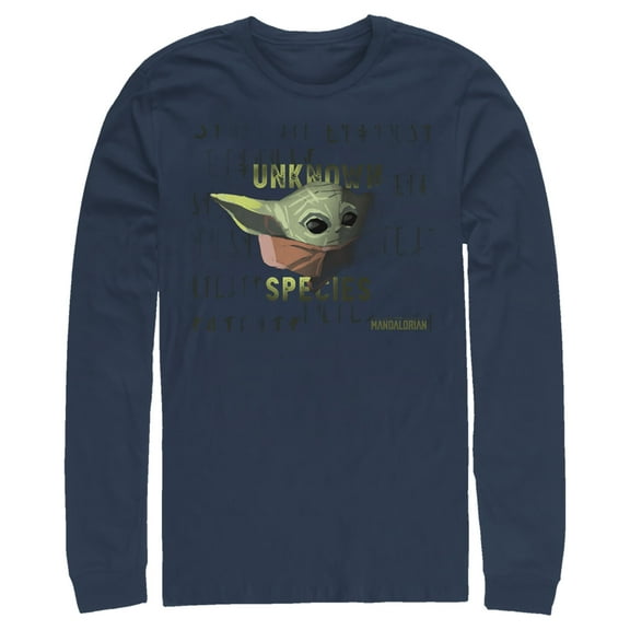 Men's Star Wars: The Mandalorian The Child Unknown Species  Long Sleeve Shirt Navy Blue 2X Large