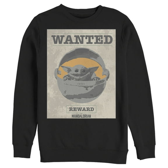Men's Star Wars: The Mandalorian The Child Wanted Sign  Sweatshirt Black Large