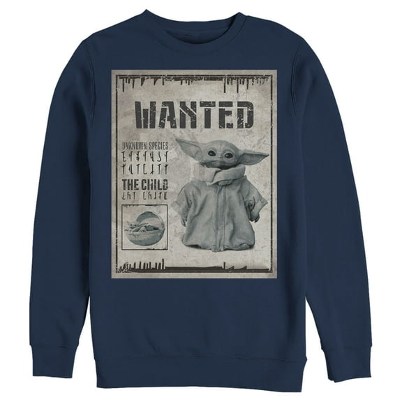 Men's Star Wars: The Mandalorian The Child Wanted Unknown Species Sweatshirt Navy Blue 2X Large