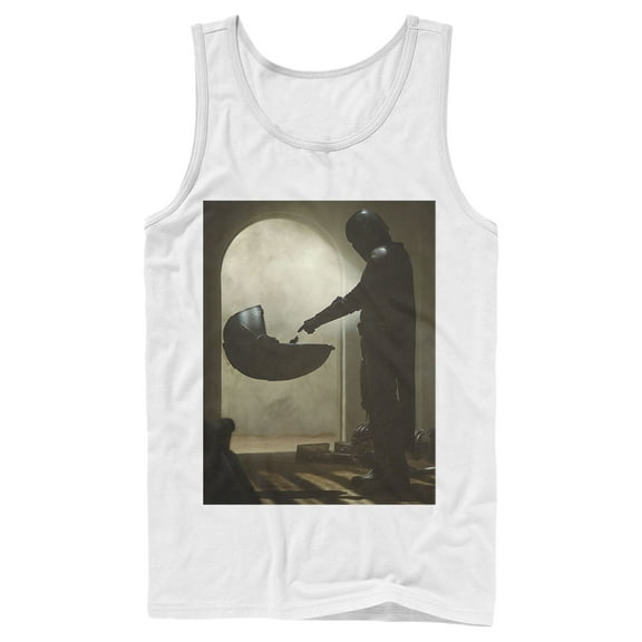 Men's Star Wars: The Mandalorian The Child and Bounty Hunter Portrait Scene  Tank Top White Small