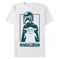thumbnail image 1 of Men's Star Wars: The Mandalorian The Child and Bounty Hunter Silhouette Graphic Tee White Small, 1 of 5