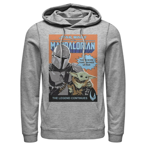 Men's Star Wars: The Mandalorian The Legend Continues Pull Over Hoodie Athletic Heather Large